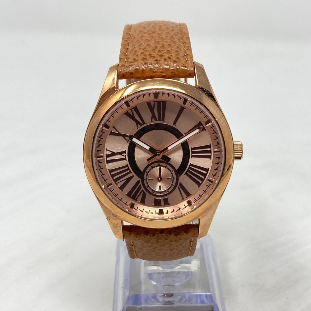 Bronzo Italia QVC Watch Women 39mm Rose Gold Tone Brown Leather Band New Battery - Picture 3 of 15